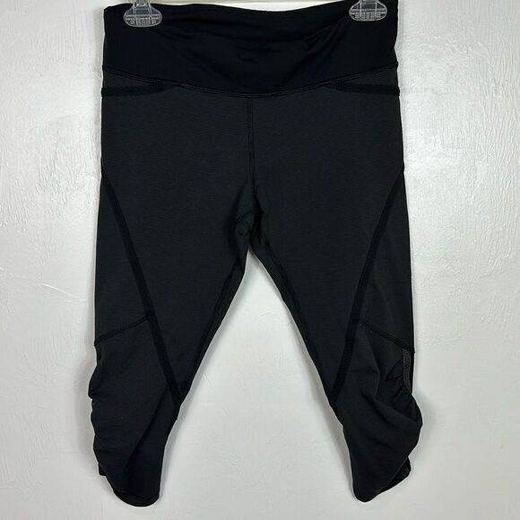 LULULEMON Athletica Run: Pace Crop Active Leggings Stripe Black Size 6 - Picture 2 of 8